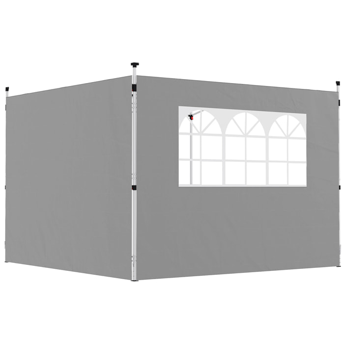 Parois latérales pour tonnelle 3x3m avec fenêtre polyester gris clair