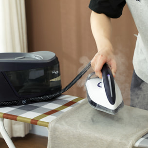 Centro de Planchado 2800W 100 g/min 8 Bares Función ECO Suela de Cerámica Doble Capa Planchado Vertical Potente Apagado Automático Sistema Antical Autolimpieza Depósito Extraíble 2 L Azul