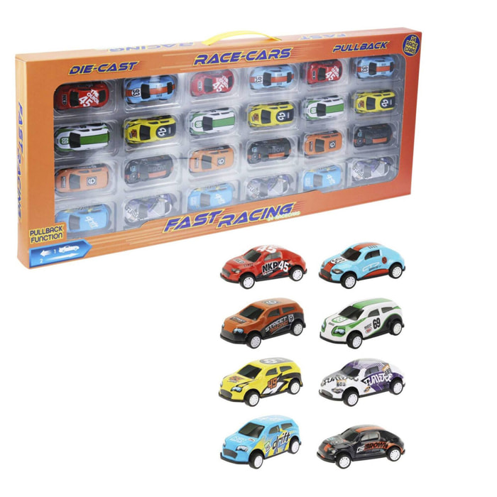 Well home set de 24 coches de 7,5cm con 8 diseños diferentes