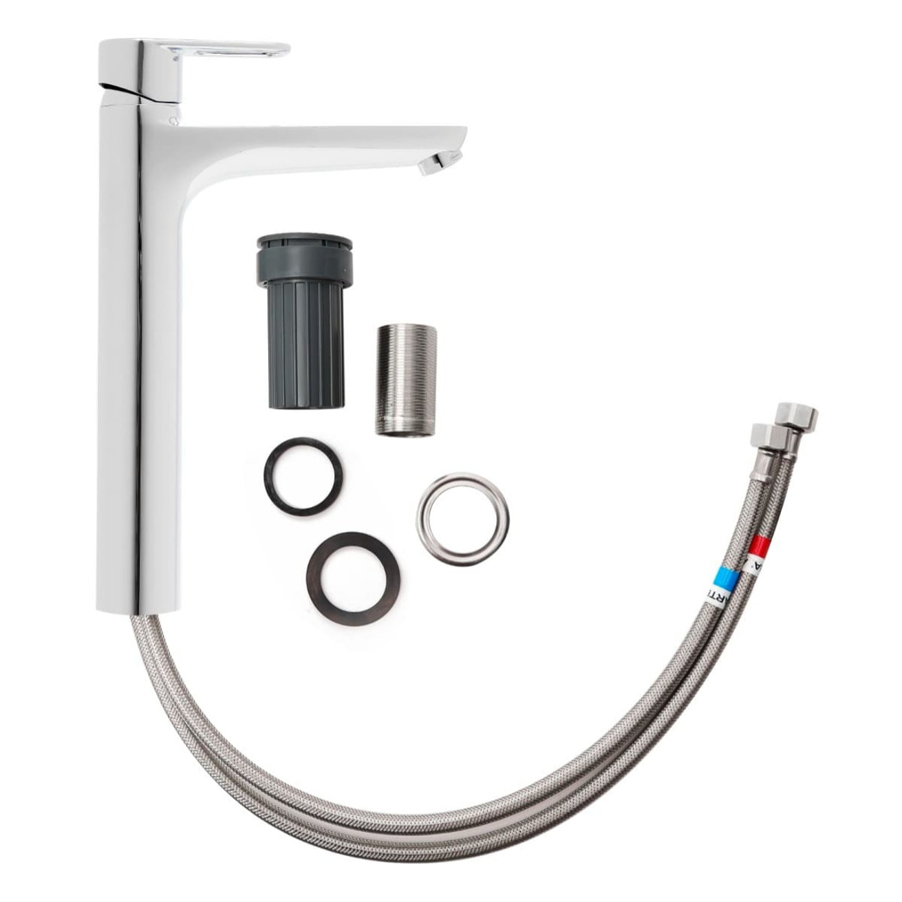 Flow mitigeur lavabo XL 29,2 cm, à levier, sans vidage, chrome (A43014)