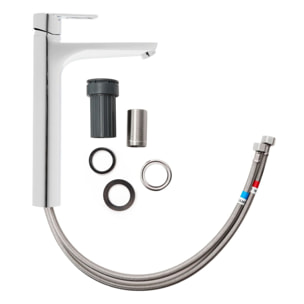 Flow mitigeur lavabo XL 29,2 cm, à levier, sans vidage, chrome (A43014)