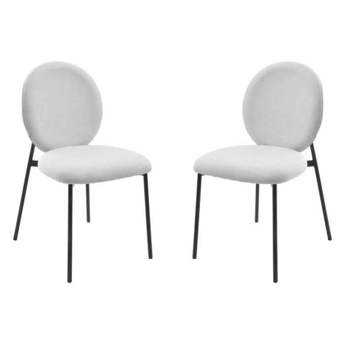Lot de 2 chaises de salle à manger en métal "Perla" - Gris clair