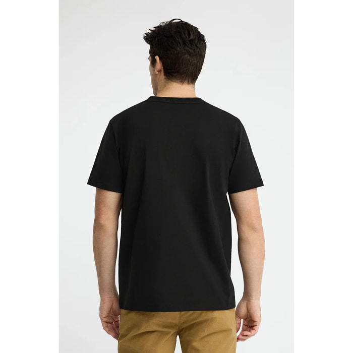 Camiseta negra de cuello pico con logo Rigby Go