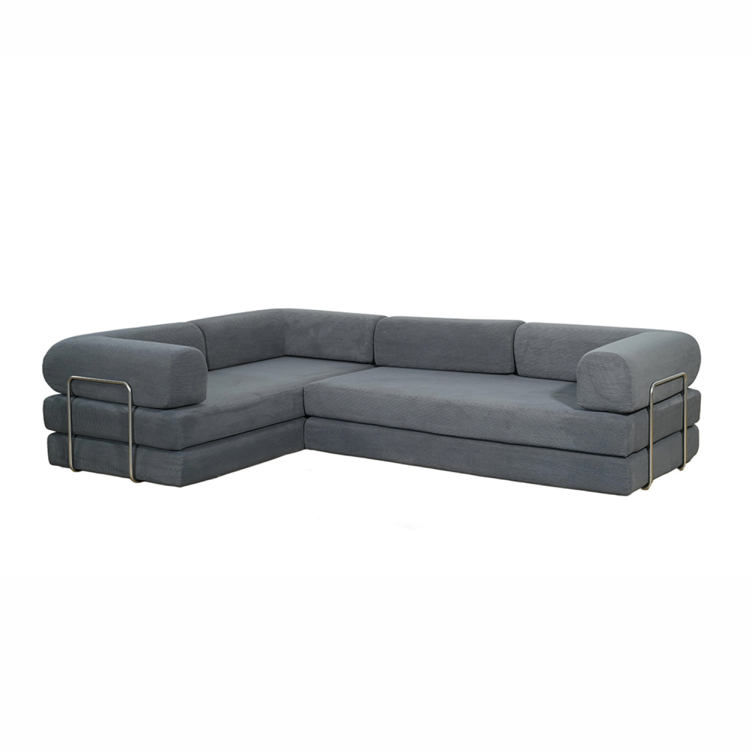 Canapé compressé convertible 5 places à mémoire de forme en velours côtelé gris foncé MELLOW