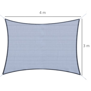 Voile d'ombrage rectangulaire anti-UV HDPE 4L x 3l m gris