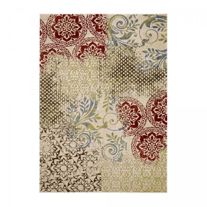 Tapis salon et chambre tissé motif floral NUKA