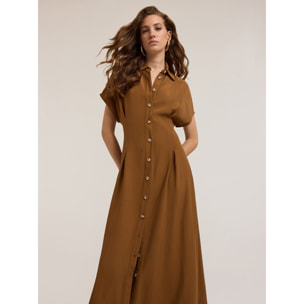Motivi - Langes Hemdblusenkleid aus Viskose - Marrón