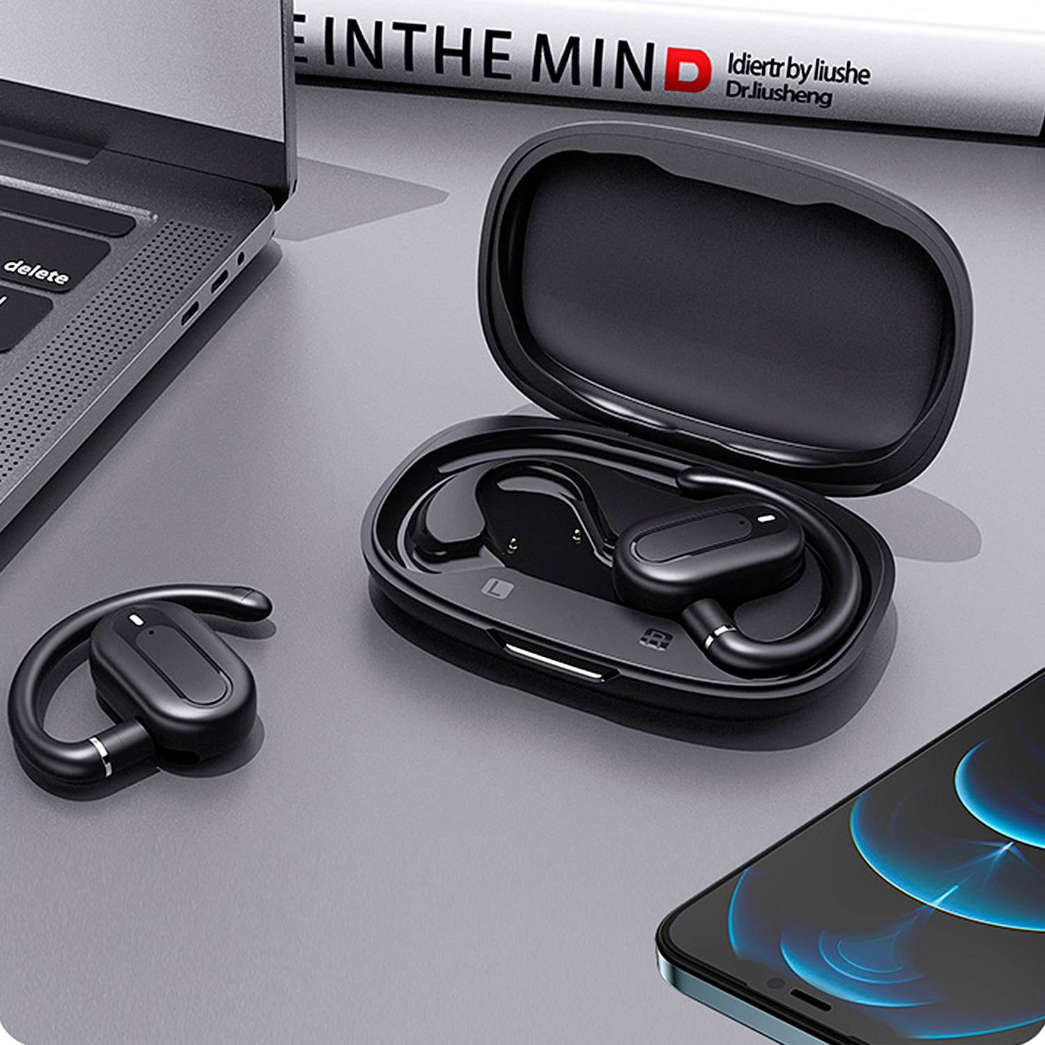 Cuffie YJ22 con Bluetooth 5.4 Tecnologia OWS con angolo regolabile con traduttore AI.