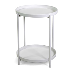 Tavolino Vacchetti in metallo bianco tondo a 2 piani cm ø40h50