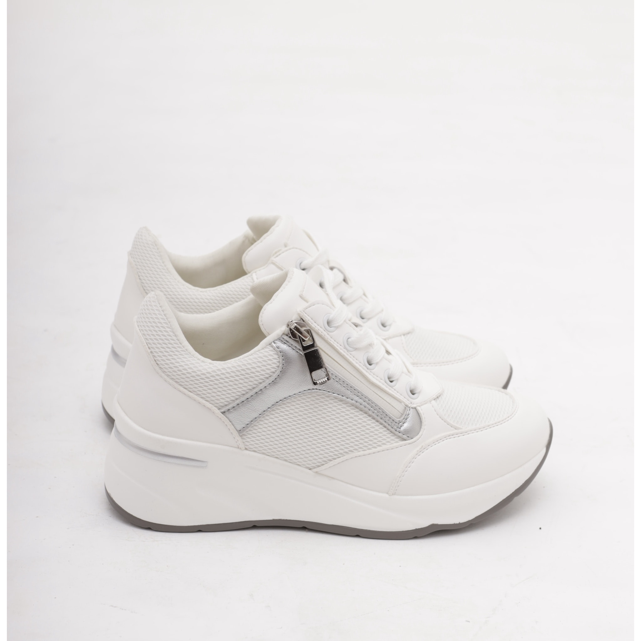 SNEAKERS ALTA ZIP CHOCOLA' BIANCO