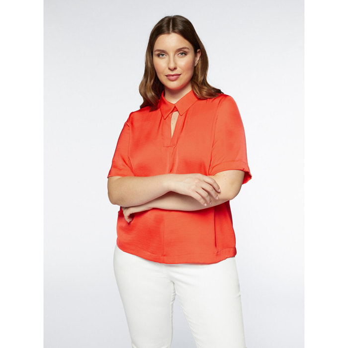 Fiorella Rubino - Blusa con cuello - Naranja sol