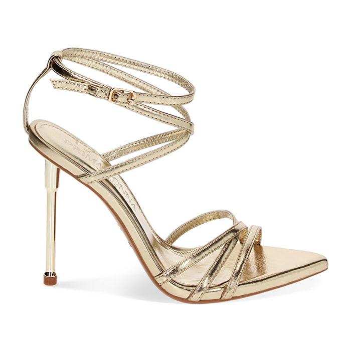 Sandali oro in laminato, tacco 11 cm