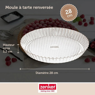 Lot avec 1 moule à tarte renversée 28 cm, 1 spatule Zenker et 2 bols à mixer en inox Fackelmann