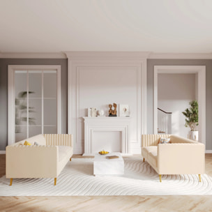 Ensemble canapés en velours beige 5 places - Gatsby