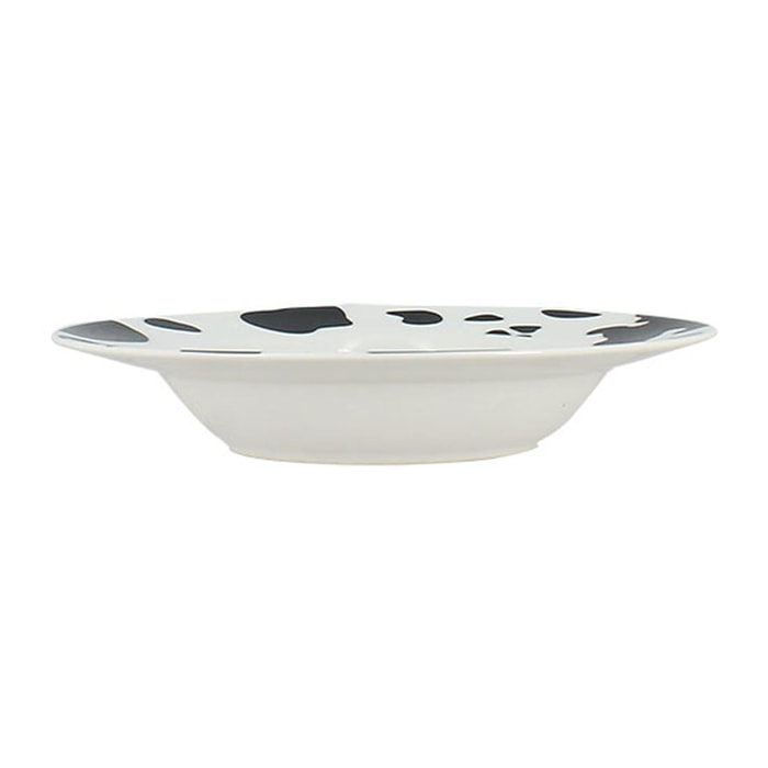 Lot de 6 assiettes creuses 20cm en porcelaine à motif vache ANIMALS