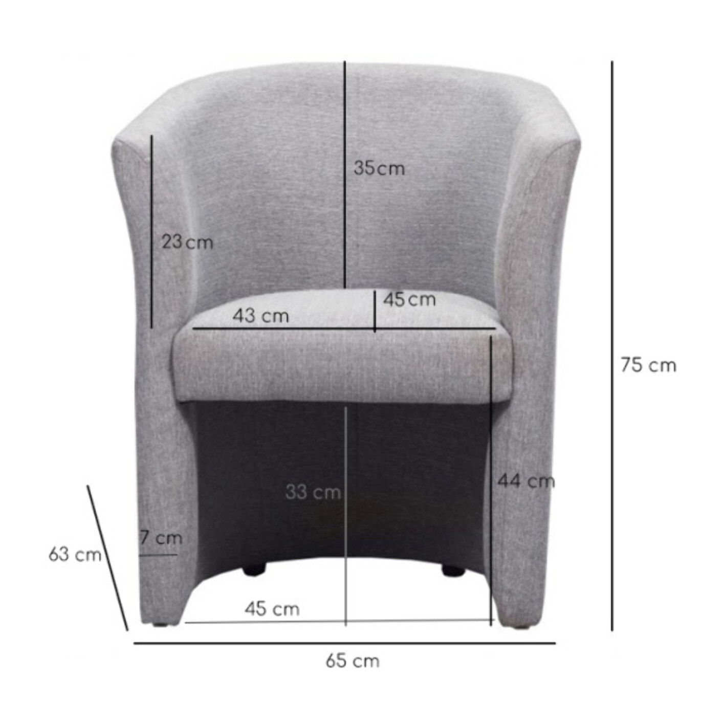 Fauteuil cabriolet en tissu avec accoudoirs - LILOU