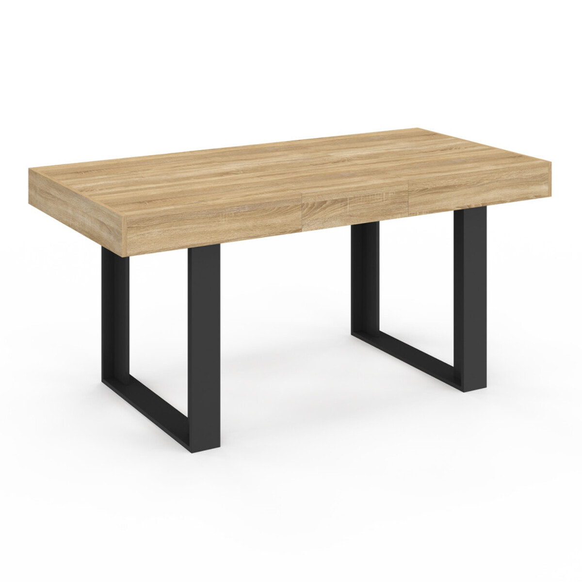 Table repas Brixton plateau extensible 120-160cm plateau bois et pieds noirs