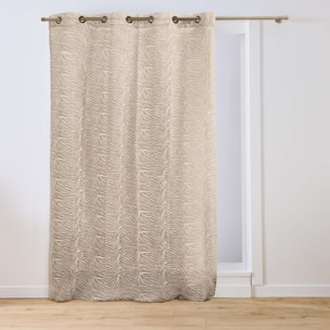 Voilage tamisant à œillets en voile tissé à motif zébré - Blanc