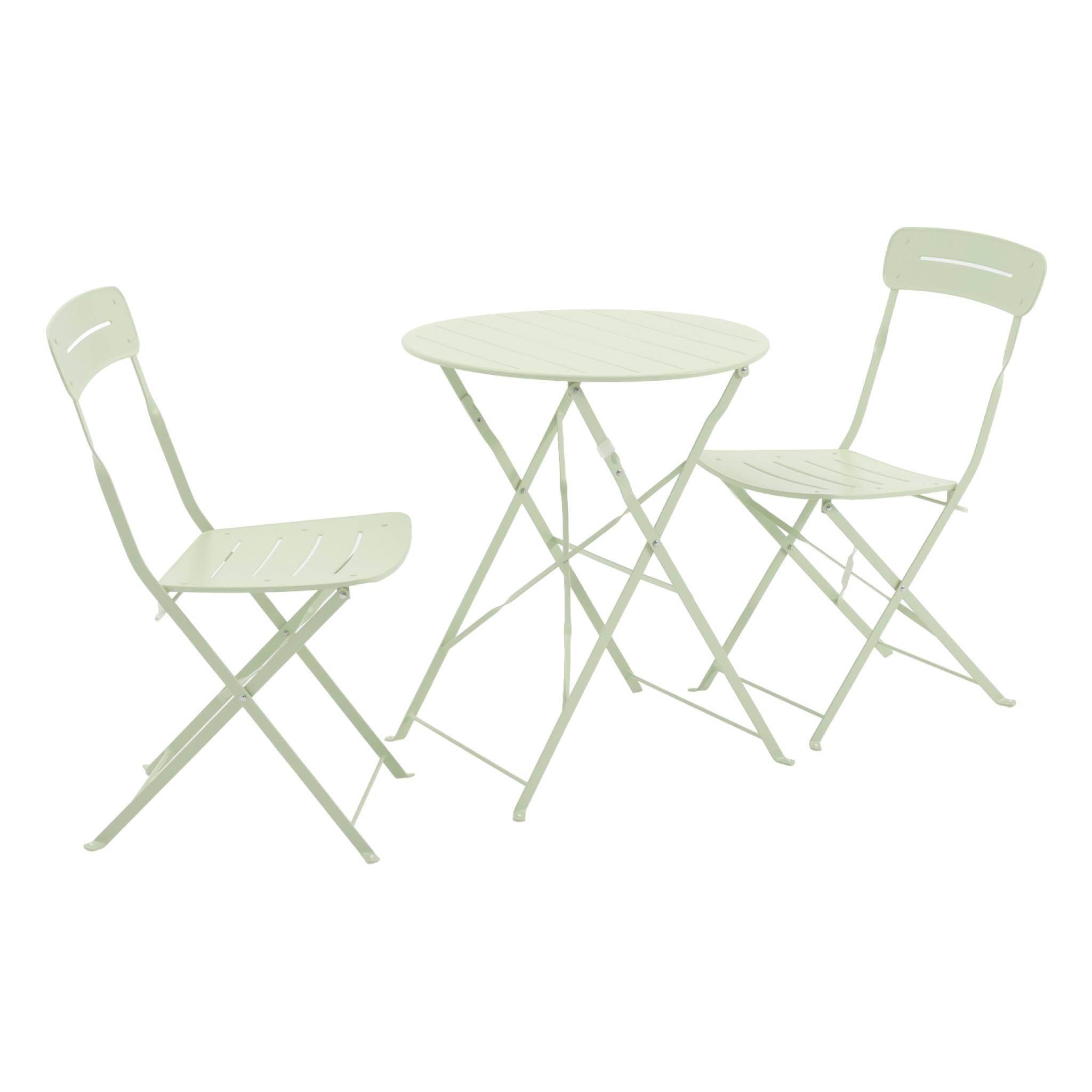 Table de jardin bistrot pliante ronde acier + 2 assises BALCONEA