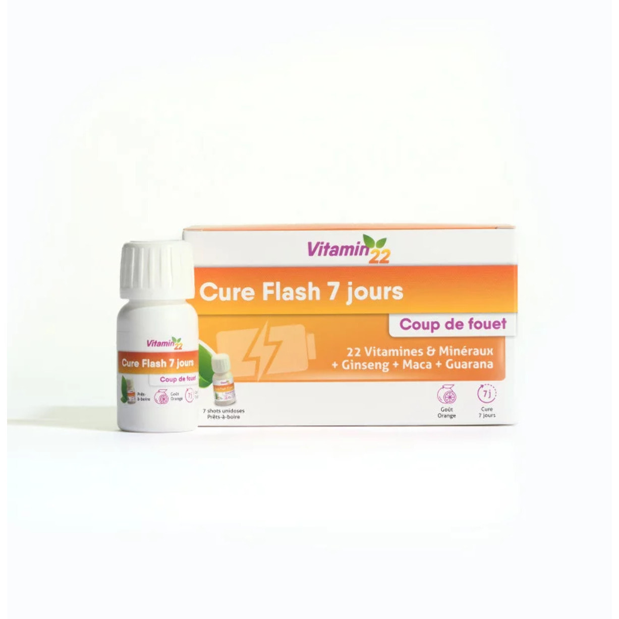 VITAMIN 22 - Cure Flash 7 jours - Formule exclusive coup de fouet - Vitamines + Minéraux + Oligo-éléments - Etui 7 flacons unidoses de 30ml