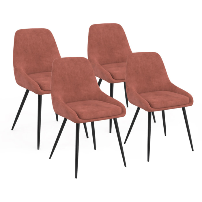 Chaises Olivia velours terracotta pieds métal - lot de 4