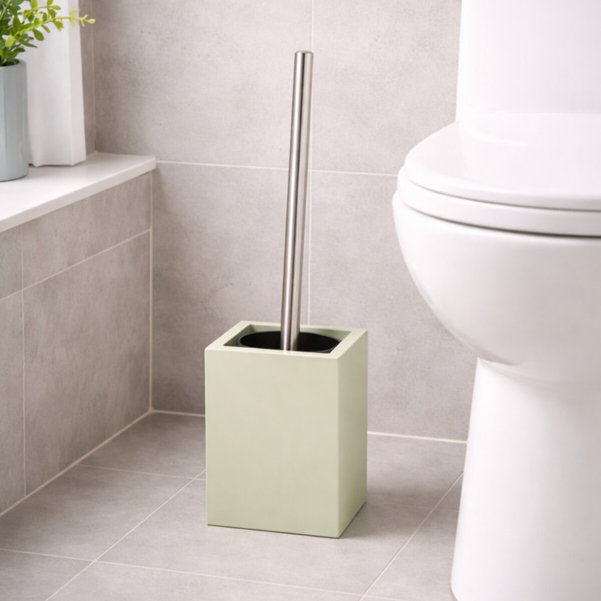 Brosse Wc avec support MDF & Inox Vert Amande MSV
