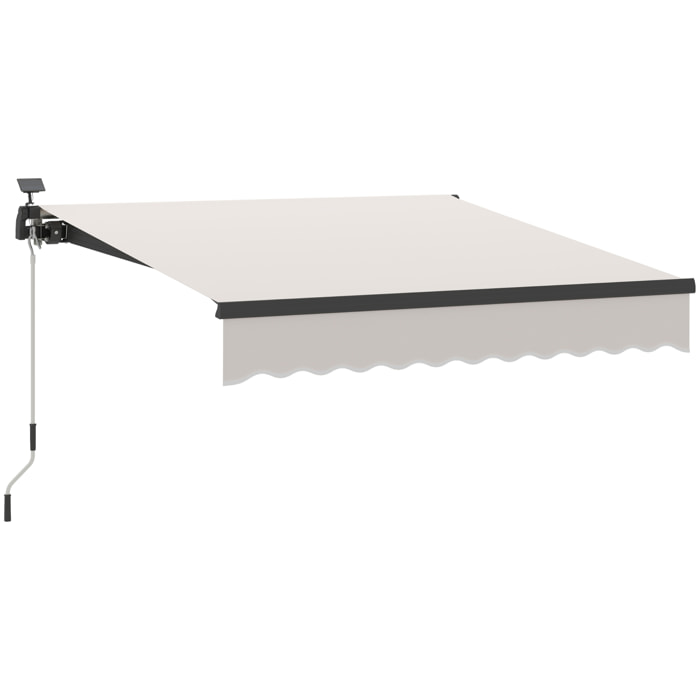 Toldo Manual Retráctil 3x2,5 m con Luces LED Solares Toldo para Balcón con Manivela de Aluminio y Protección UV50+ para Jardín Terraza Ventanas Crema