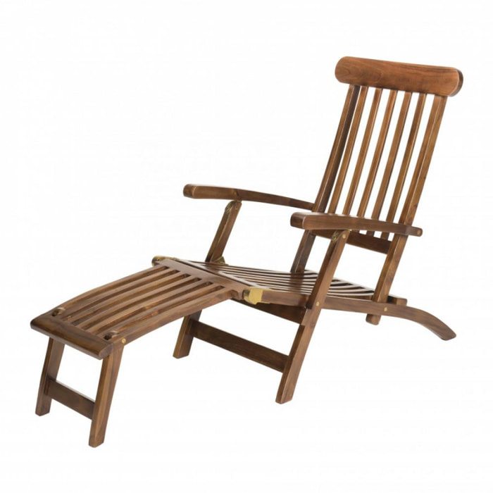 HANNA - Chaise longue de jardin en bois teck huilé