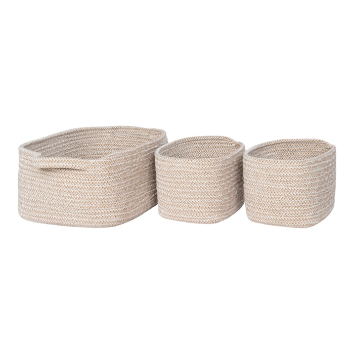 Set 3 cestini in cotone intrecciato Teixo — beige naturale