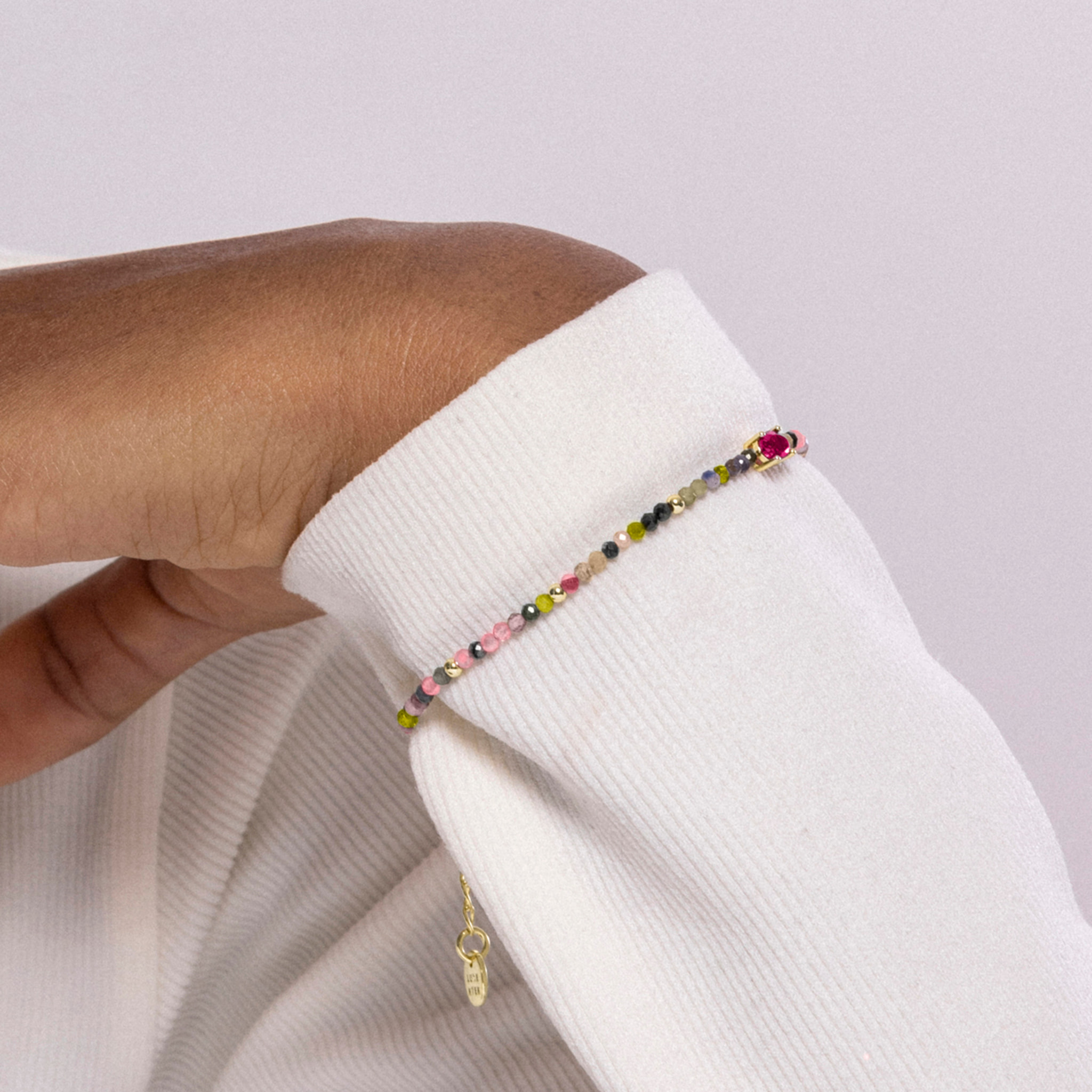 Pulsera de Turmalina Multicolor acabada en oro amarillo de 18k