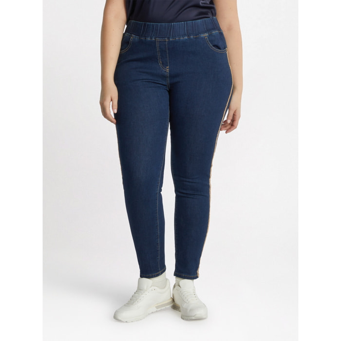 Fiorella Rubino - Jeggings con profili dorati - Blu