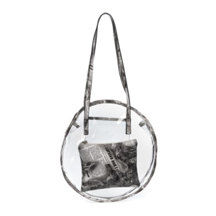 IRIA QUINTANA Borsa a Spalla da Donna Asti. Materiale PVC PU Pelle Sintetica Stampata 42x14x32 Cm. Colore bianco