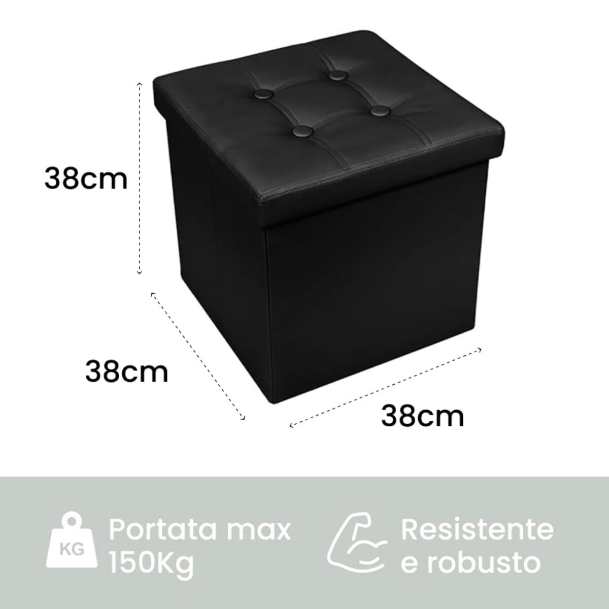 Pouf contenitore in PVC - NERO