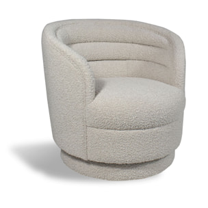 Fauteuil pivotant tissu en bouclette beige LINUS