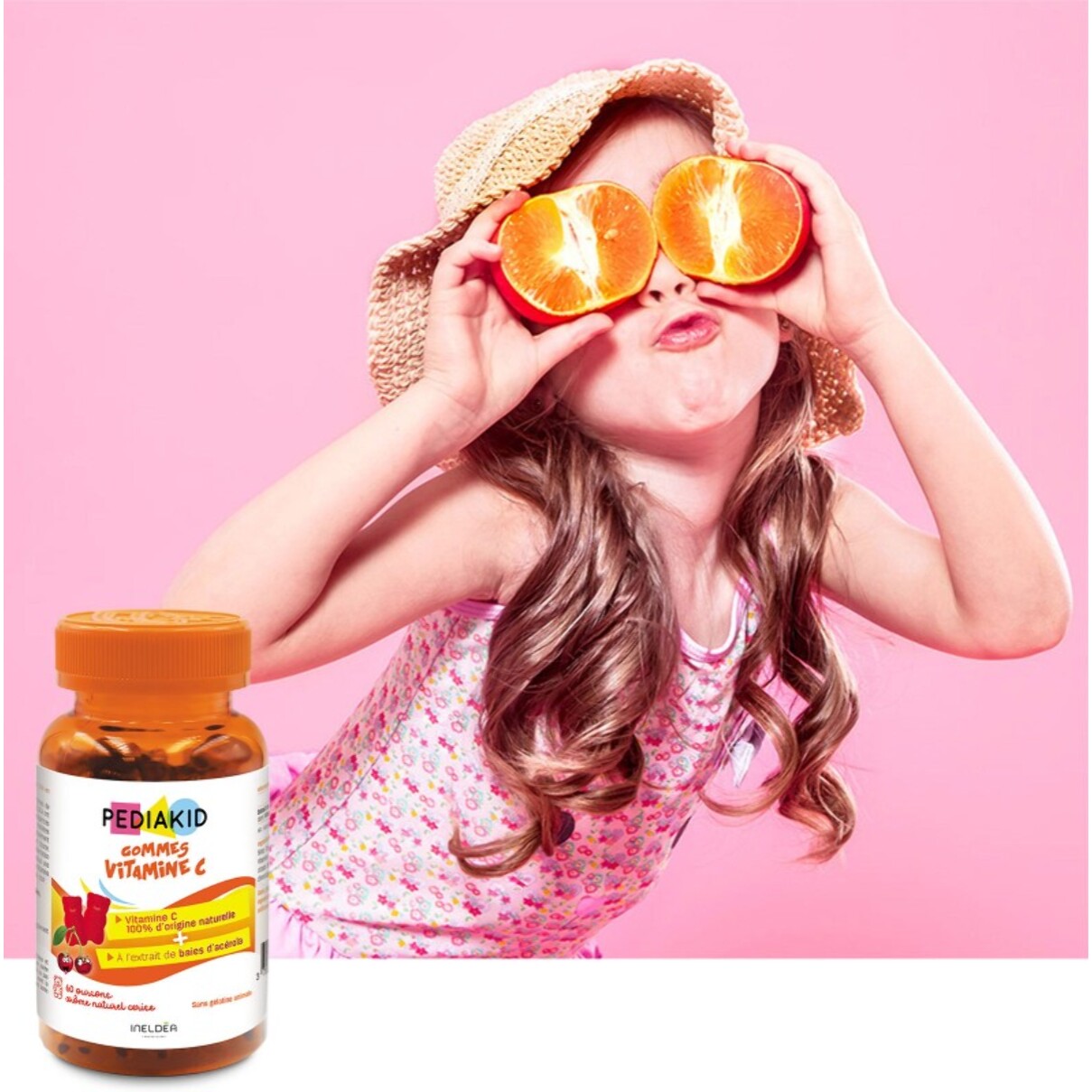 PEDIAKID - Gommes Vitamine C - Formule Naturelle au Délicieux Arôme de Cerise - Contribue à Réduire la Fatigue - Soutient le Métabolisme Énergétique et les Défenses de l'Organisme - 60 gommes