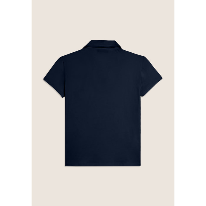 T-shirt Manica Corta con Scollo a V e Collo a Camicia