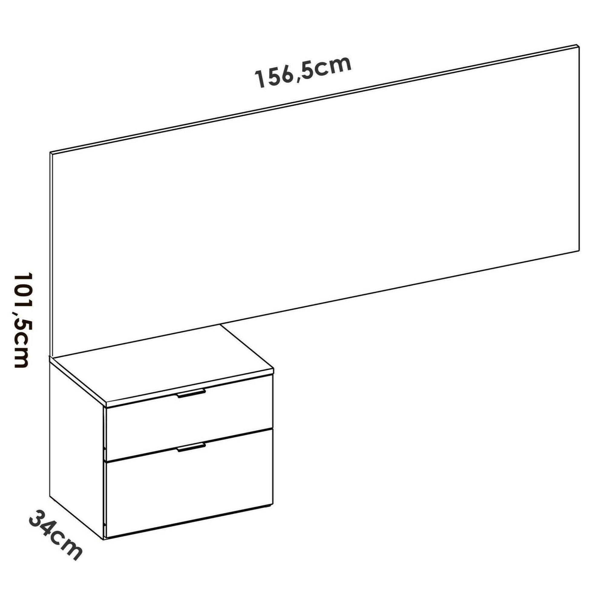 Testiera letto Omeka, Spalliera, Testata per camera da letto, Poggiatesta, 146x34 h106 cm, Bianco e Rovere