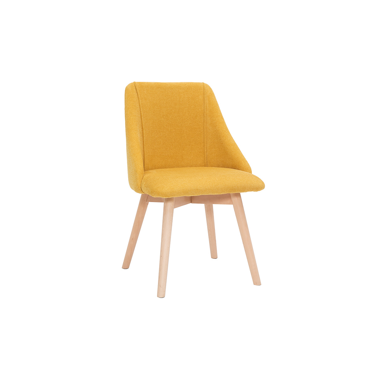 Chaises scandinaves en tissu effet velours texturé jaune moutarde et bois clair (lot de 2) HIGGINS