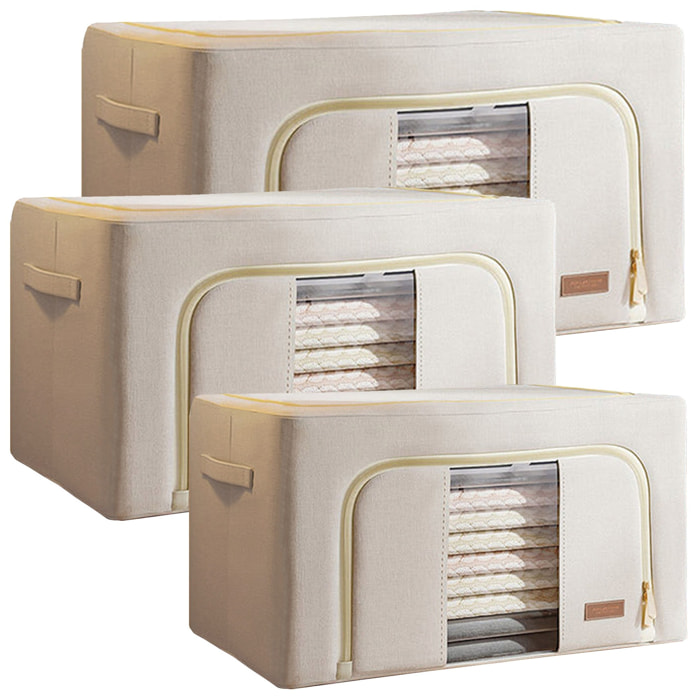 Set super de 3 cajas de almacenamiento de ropa, 24 + 66 + 100 l, plegable, en material textil