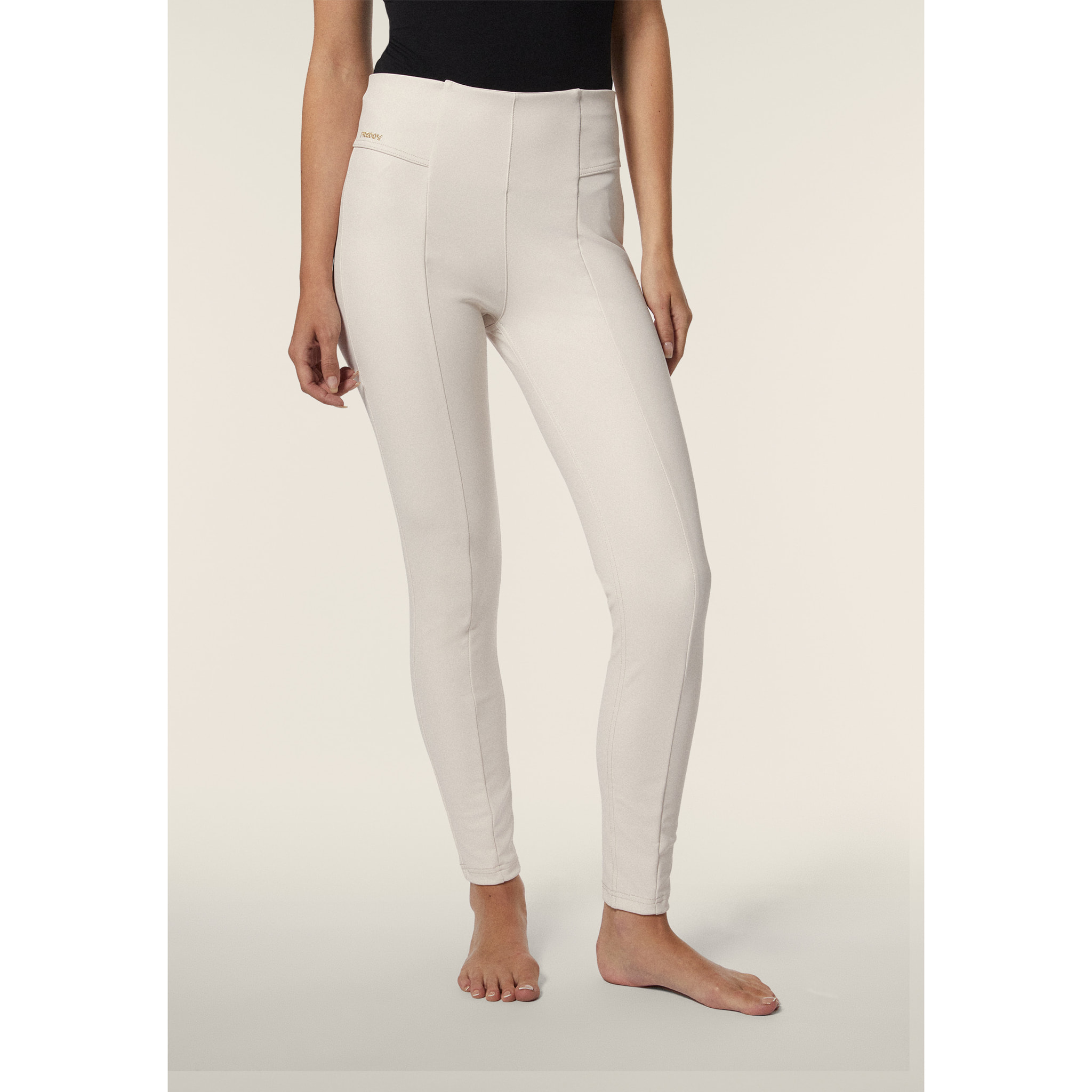 Pantaloni in Similpelle Laminata con Vita Alta superskinny