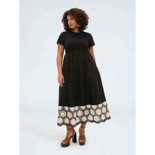 Fiorella Rubino - Vestido largo con volante de crochet - Negro