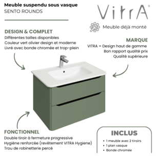 Meuble vasque supendu VITRA Sento Round 100cm Vert mat