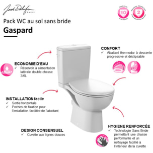 WC à poser sans bride Gaspard économie d'eau + abattant