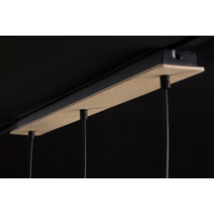 Lampada a sospensione BOLERO 3 in acciaio nero opaco e legno