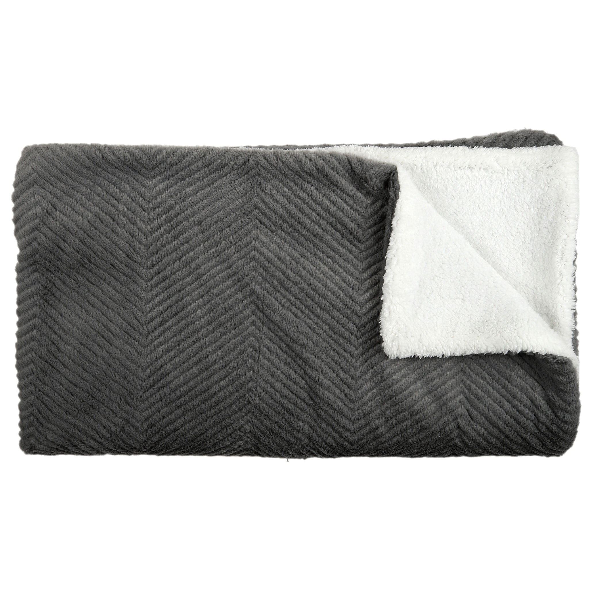 Plaid - HOME DECO FACTORY - Imitation Fourrure - Douceur - Gris