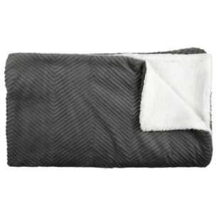 Plaid - HOME DECO FACTORY - Imitation Fourrure - Douceur - Gris