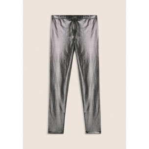 Leggings Bambina in jersey coated effetto argento