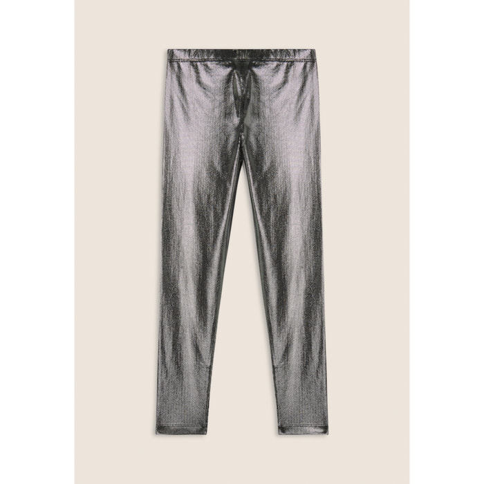 Leggings Bambina in jersey coated effetto argento