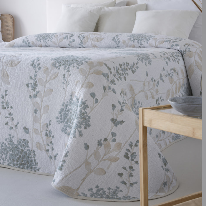 Couvre lit jacquard en coton bleu