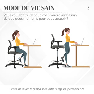 Chaise de bureau assise haute réglable accoudoirs réglables pivotante 360° tissu gris chiné